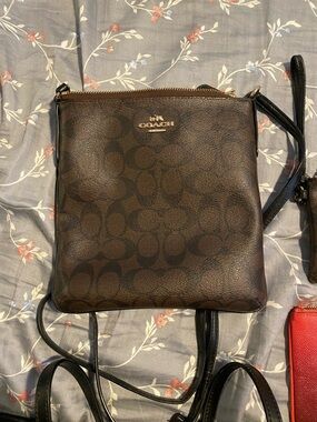 Coach Brown Monogram Crossbody with Gold Logo